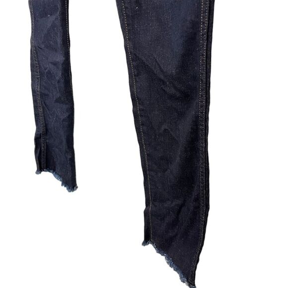 7 SEVEN FOR ALL MANKIND Dark Wash Raw Hem Slim Straight Zip Fly Stretch Jeans 26 - Picture 7 of 16